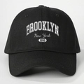 Classic black Brooklyn 1898 baseball cap with white embroidery and adjustable cotton strap - Black