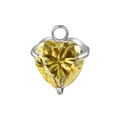 Heart-shaped yellow cubic zirconia pendant with silver stainless steel prong setting - November Citrine Yellow (Steel Setting)