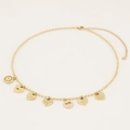 18K gold plated ball chain necklace with multiple heart charms in golden finish - Full Necklace Set