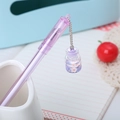 Purple transparent gel pen featuring a creative miniature wishing bottle pendant charm - Purple Drifting Bottle