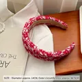 Elegant red and white tweed braided headband with sponge padding and vintage design - Elegant Tweed Style / Mixed Red