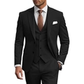 Slim fit three-piece men's suit in black, including blazer, vest and trousers for weddings - Black