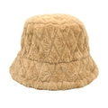 Detalle de gorro de pescador de felpa caqui con textura de piel sintética acolchada - M(56-58cm) / Caqui