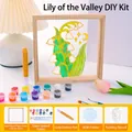 DIY Lily of the Valley acrylic glass painting kit with wooden frame and paint set - Lily of the Valley 15x15cm