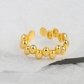 Minimalist gold S925 sterling silver open ring with unique oval bead link design - Adjustable Open / Gold