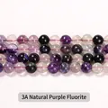 Natur-Lila Fluorit Perlen in 3A Qualität für die Herstellung von DIY-Schmuck - 8mm Ca. 47 Stück / 3A Natürlicher violetter Fluorit