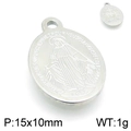 Colgante Medalla Milagrosa de acero inoxidable plateado, dije religioso oval de 15x10mm - Estilo Ovalado Plateado Medalla Milagrosa (KLJ4891-Z)