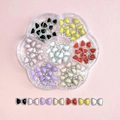 7-grid nail art set featuring colorful mini bowknots with rhinestones and pearls - Plum Box B10-Rhinestone Edge Bows
