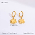 Ohrringe aus vergoldetem Edelstahl mit Sonnenanhänger, hypoallergen und wasserfest - Goldene Sonne Gesicht