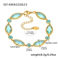 Gold-plated stainless steel anklet with light blue Czech glass in faceted marquise shape - Marquise-Gold Blue Glass (S014)