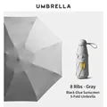 Compact 8-rib grey mini umbrella with UV protection and 5-fold portable design - Mist Grey (Plain Large)