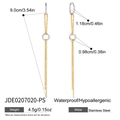 Detailed dimensions of long tassel earrings in gold and silver plated stainless steel - Two-Tone Long Tassel Earrings (JDE0207020-PS)
