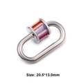 Silver oval screw carabiner clasp with multicolor gemstones, size 20.5x13mm - Style 18 (Silver with Multi-color Zircon 20.5x13mm)