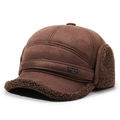 Cappello da aviatore uomo marrone scuro in finta pelle con fodera calda in pile - Taglia unica / caffè