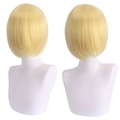 Korte lichtblonde bob-cosplaypruik met binnenwaartse krul en gladde hittebestendige zijde - Goudgeel