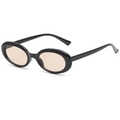 Retro-Oval-Sonnenbrille mit glänzend schwarzen Rahmen und getönten braunen Gläsern - Schwarzer Rahmen Tee Gläser