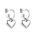 Orecchini a cuore in argento 3D lucido con design elegante in acciaio inossidabile - Argento (EA554001S)