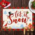 Christmas place mat featuring red Let It Snow text with elk and snowflake pattern - CD30-10