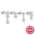 Set of four 925 sterling silver stud earrings with sparkling cubic zirconia on white background - Set (Silver) / 925 Silver / Silver