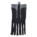 Halloween Hängegeist Deko mit Totenkopf und grauem Mull für gruselige Partydekoration - Schwarz