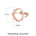 S925 silver 13x17mm oval four-prong ring blank setting in elegant rose gold finish - Stone Size 13*17mm / Rose Gold