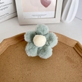 Sweet plush flower hair claw clip in sage green and cream for elegant styling - Green with Beige Center