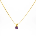 Collier pierre de naissance doré avec pendentif zircon violet et chaîne torsadée chic - Chaîne Torsadée en Acier Inoxydable / Février-Violet Améthyste