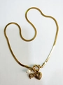 Gold flat snake chain necklace featuring heart charm, pearl and initial pendant - Letter Q