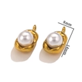 Gold pea-shaped stainless steel charms with white pearl inlay, size 8mm by 14mm - 8x14mm / White