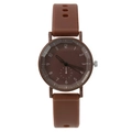 Brown analog quartz watch with silicone strap and faceted crystal lens - Coffee