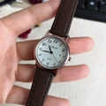 Quartz watch with brown leather strap, rose gold case, and white dial with calendar - Brown Strap White Face (71322)