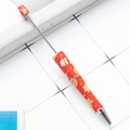 Creative DIY plastic beadable pen with red Christmas gingerbread man pattern and silver trim - Christmas Red Type 3 (123)