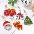 5Pcs Christmas DIY diamond painting keychains featuring Santa, Snowman and Reindeer - QC018 Christmas Series (5pcs) Double-sided