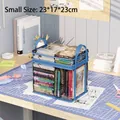 Blauer kleiner faltbarer transparenter Bücher Organizer mit Griffen 23x17x23cm für Schule - Klein / Blau