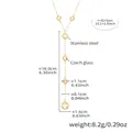 Detailed size guide for gold stainless steel Y-necklace with square Czech glass crystals - Gold White Glass (TXP271)