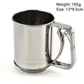 Tamizador de harina semiautomático de acero plateado, colador manual de 13x9,5cm cocina - Estilo Plateado de Doble Capa