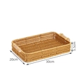 Cesto di frutta rettangolare intrecciato a mano con manici in legno, misura 30x20x5,5 cm - Rettangolare con Manico in Legno Floreale / Rettangolare Piccolo (30x20x5.5cm)