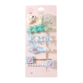Lot de 6 barrettes mignonnes vert menthe et bleu avec perles et nœud en tissu - #2 Série Verte