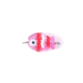Pink handmade glass fish pendant bead with colorful stripes and dual metal rings - Wavy Pink (Double Hole 5#)