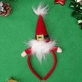 Serre-tête de Noël gnome avec bonnet rouge, barbe en peluche blanche et boucle dorée - Style Gnome / Rouge/Blanc/Or