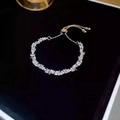 Detail of silver bracelet with rectangular zirconias, pearls, and adjustable slider clasp - Gold Plated Silver Zirconia Mix (19#)