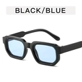Retro square sunglasses with thick black frames and stylish light blue transparent lenses - Ocean Lens Sunglasses / Black Frame Blue Lens