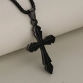 Minimalist black stainless steel religious cross pendant necklace with black link chain - Pendant Only / Black