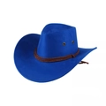 Cappello da cowboy blu in finta pelle scamosciata con fascia intrecciata marrone - Blu