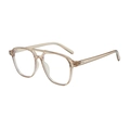 Retro double bridge square aviator sunglasses with transparent light tea frames for unisex - Translucent Tea Frame Anti-Blue Light