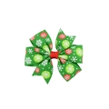 Nœud pour cheveux vert de Noël avec flocons blancs et pois rouges sur fond blanc - Style Vert à Flocons et Pois (2)