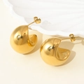 Minimalist thick gold-plated teardrop stud earrings for women with a high-polished finish - 14k / Gold