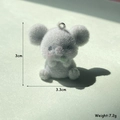 Detail view of a 3cm grey flocked koala charm showing texture and dimensions - Flocked Koala Eating Leaf