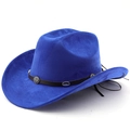 Detail of royal blue western cowboy hat featuring sunflower metallic studs on black band - M (56-58cm) / Sapphire Blue