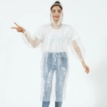 Impermeabile usa e getta trasparente spesso con cappuccio e polsini elastici - Impermeabile Pullover in un Unico Pezzo / Trasparente